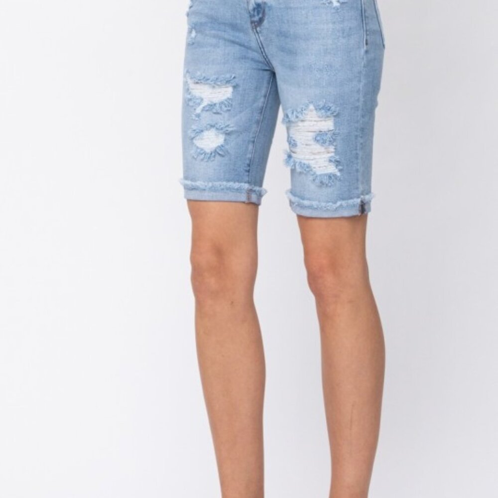 Judy Blue Destroyed Bermuda Shorts
